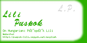 lili puspok business card